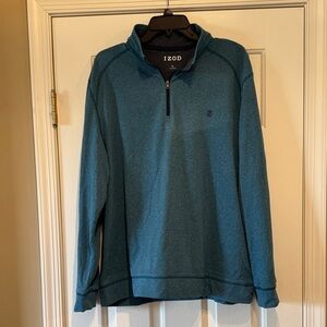 Izod Heathered Blue Quarter-Zip Sweater